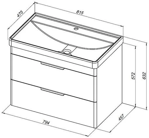 Тумба под умывальник Aquanet Ирис new 81.5 белый глянец 00310146