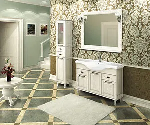 Шкаф-пенал напольный Aquaton Жерона 35 L белое серебро 1A158903GEM2L, 4