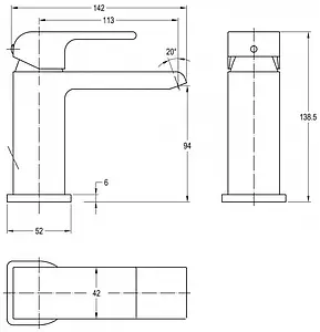 Смеситель для раковины Swedbe Velo хром 2410, 2