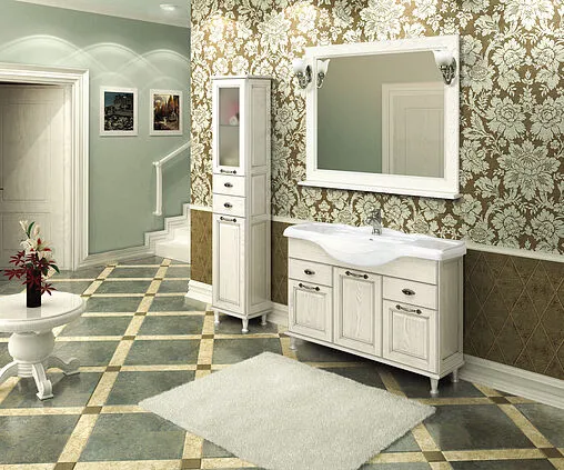 Шкаф-пенал напольный Aquaton Жерона 35 L белое серебро 1A158903GEM2L