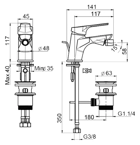 Смеситель для биде Fima Carlo Frattini Serie 4 хром F3762CR