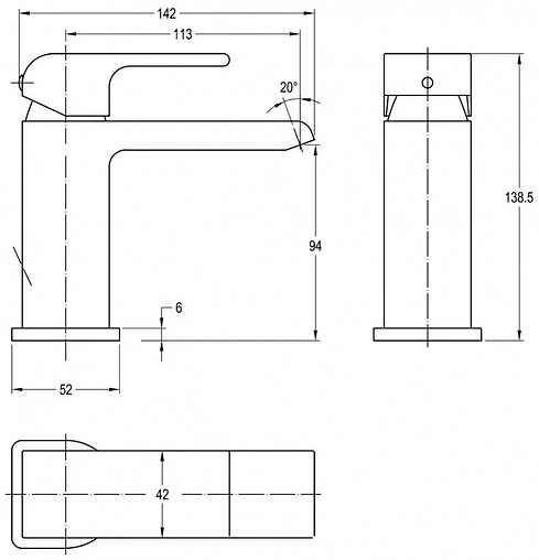 Смеситель для раковины Swedbe Velo хром 2410 Смеситель для раковины Swedbe Velo хром 2410