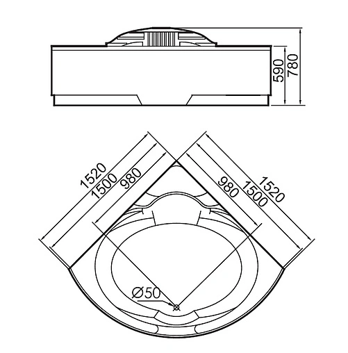 Ванна акриловая с гидромассажем Gemy 152x152 G9082 O