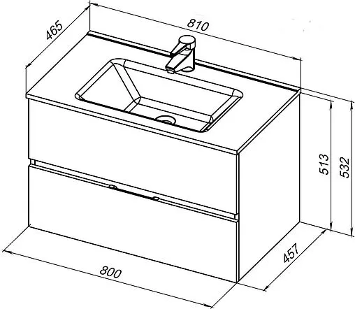 Тумба под умывальник подвесная Aquanet Алвита New 80 дуб веллингтон/табак 00334186