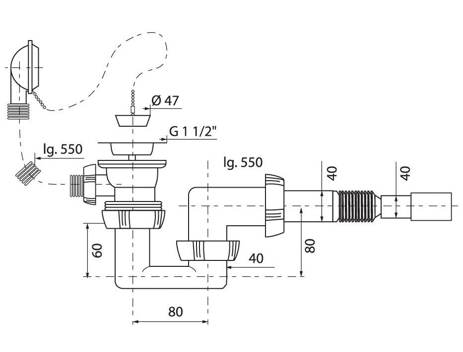 Слив-перелив для ванны Wirquin хром 30718061