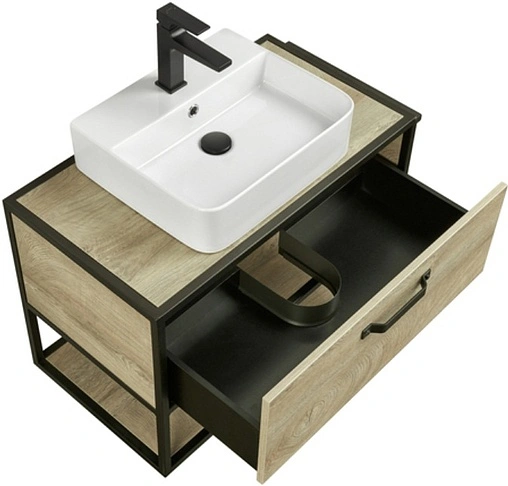 Тумба под умывальник подвесная Aquaton Лофт Фабрик 80 дуб эндгрейн 1A242401LTDU0