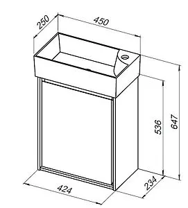 Тумба-умывальник подвесная Aquanet Милан 45 дуб рошелье 00339964+00281657, 2