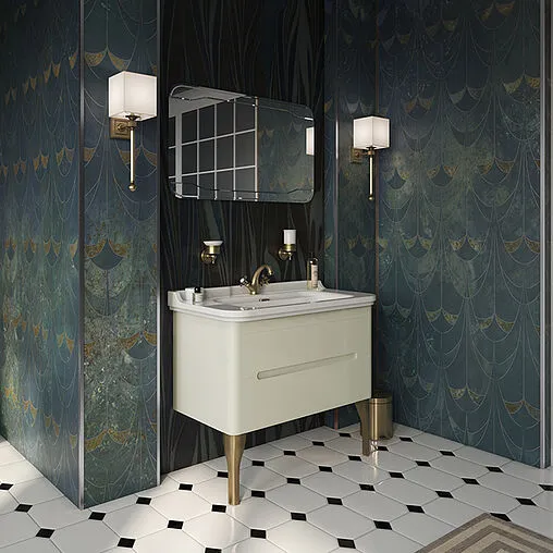 Тумба-умывальник Kerasan Waldorf 100 bi vaniglia matt 925530+4142K1bi/cr*3