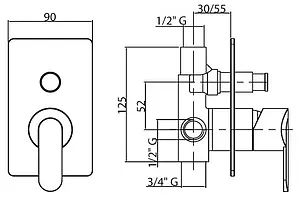 Смеситель для ванны скрытого монтажа Cezares Heaven хром HEAVEN-VDIM-01-Cr, 2