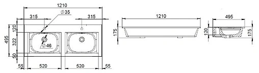 Раковина Am.Pm Spirit 2.0 120 белый M70AWCD1202WG