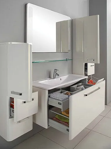 Шкаф-пенал подвесной с бельевой корзиной Aquaton Валенсия 35 R белый жемчуг 1A123803VAG3R