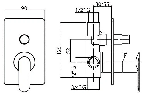 Смеситель для ванны скрытого монтажа Cezares Heaven хром HEAVEN-VDIM-01-Cr