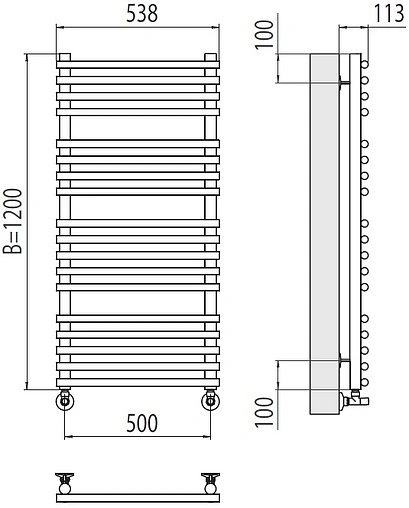 Полотенцесушитель водяной лесенка Terminus Кремона П18 500х1200 полированная сталь 4670078530684