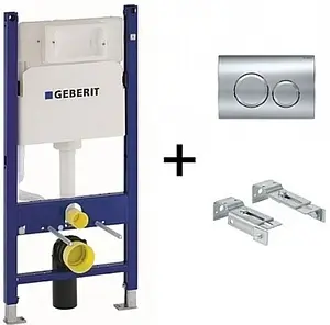 Инсталляция для подвесного унитаза Set 3 в 1 Geberit Duofix 111.170.21.5 с кнопкой Delta 12 хром глянцевый, 3