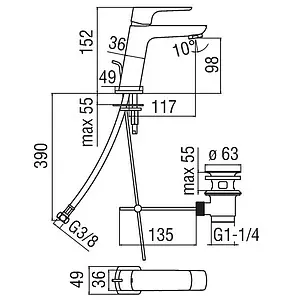 Смеситель для раковины Nobili Acquaviva хром VV103118/1CR Смеситель для раковины Nobili Acquaviva хром VV103118/1CR, 2