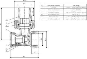 Вентиль запорный угловой ¾" в/н Royal Thermo RTO 50.006 Вентиль запорный угловой ¾" в/н Royal Thermo RTO 50.006, 2