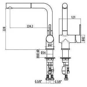 Смеситель для кухни с выдвижным изливом Gattoni Modern чёрный матовый 4070/PCNO, 2