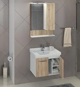 Шкаф-зеркало Comforty Рига 60 дуб сонома/белый 00004142211CF, 3