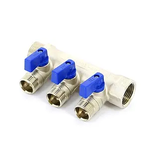 Коллектор запорный проходной 3 отвода ¾"в/н x ½"к Tiemme NINO 1820003 Коллектор запорный проходной 3 отвода ¾"в/н x ½"к Tiemme NINO 1820003, 2