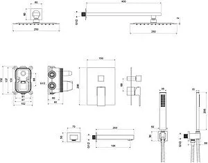 Душевая система со смесителем для ванны Aquatek Либра чёрный матовый AQ1673MB Душевая система со смесителем для ванны Aquatek Либра чёрный матовый AQ1673MB, 2
