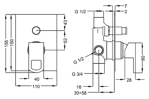 Смеситель для ванны скрытого монтажа Cezares Levico хром LEVICO-VDIM-01-Cr Смеситель для ванны скрытого монтажа Cezares Levico хром LEVICO-VDIM-01-Cr