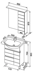 Шкаф-зеркало Aquanet Доминика 55 белый 171079 Шкаф-зеркало Aquanet Доминика 55 белый 171079, 2