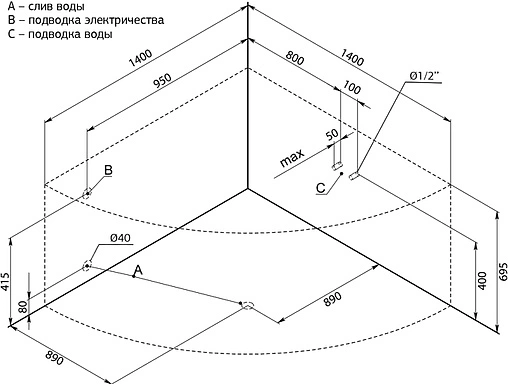 Ванна акриловая Aquanet Palau 140x140 00204021