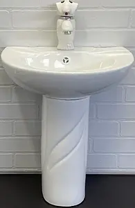 Раковина с пьедесталом детская Comforty 42 белый 0991W/DK-02/P0991W/01W Раковина с пьедесталом детская Comforty 42 белый 0991W/DK-02/P0991W/01W, 1