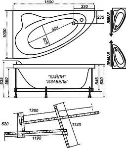 Ванна акриловая Triton Кайли 150x100 L Н0000020133, 2