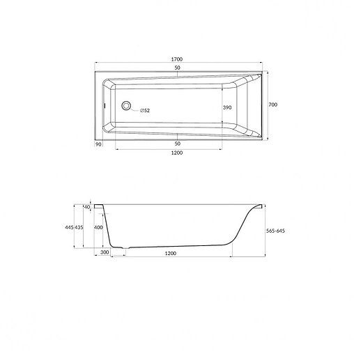 Ванна акриловая Cersanit Lorena 170x70 64265
