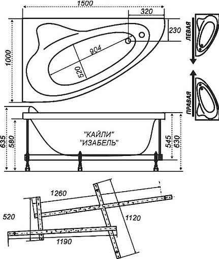 Ванна акриловая Triton Кайли 150x100 L Н0000020133