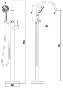 Смеситель для ванны напольный Lemark Atlantiss хром LM3244C Смеситель для ванны напольный Lemark Atlantiss хром LM3244C, 2