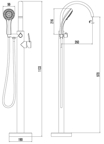 Смеситель для ванны напольный Lemark Atlantiss хром LM3244C