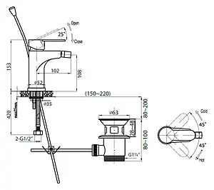 Смеситель для биде Cezares Laconico белый матовый/хром LACONICO-C-BS-BLC Смеситель для биде Cezares Laconico белый матовый/хром LACONICO-C-BS-BLC, 2