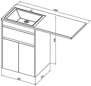 Тумба-умывальник напольная над стиральной машиной Aquanet Токио 120 R белый 00236917+00235500, 2