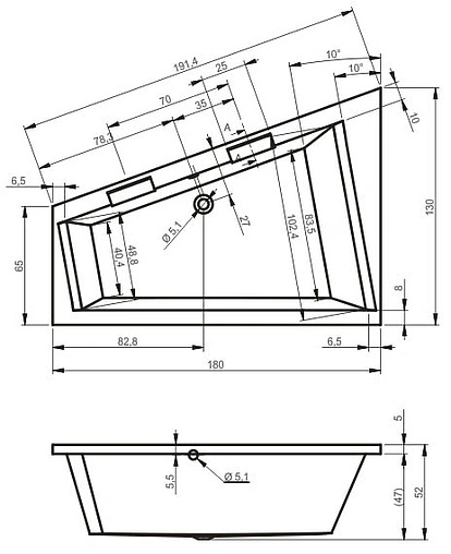 Ванна акриловая Riho DOPPIO 180x130 R B033001005