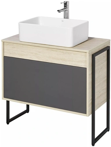 Тумба-умывальник подвесная Aquaton Лофт Урбан 80 графит/орегон 1A2476K2LQX60