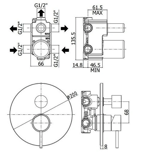 Смеситель для ванны скрытого монтажа Paffoni Light хром LIG019CR