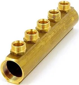 Коллектор распределительный проходной 5 отводов 1¼"в/в x ¾"ек Tiemme 1970044 Коллектор распределительный проходной 5 отводов 1¼"в/в x ¾"ек Tiemme 1970044, 1