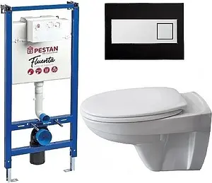 Комплект 6 в 1 Pestan Fluenta Basic SET40006460DB с кнопкой Diamond кнопки/белый, рамка/черный Комплект 6 в 1 Pestan Fluenta Basic SET40006460DB с кнопкой Diamond кнопки/белый, рамка/черный, 1