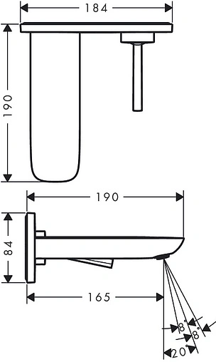 Смеситель для раковины из стены Hansgrohe PuraVida белый/хром 15084400