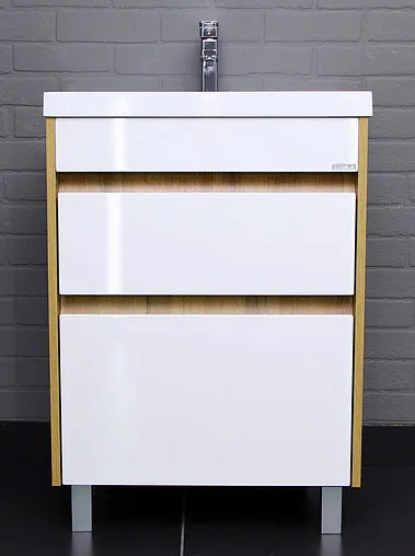 Тумба-умывальник напольная Домино Karlo 60 белый/дуб вотан DK5307T+4627173210164