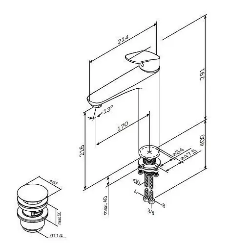 Смеситель для раковины Am.Pm Like хром F8092200 Смеситель для раковины Am.Pm Like хром F8092200