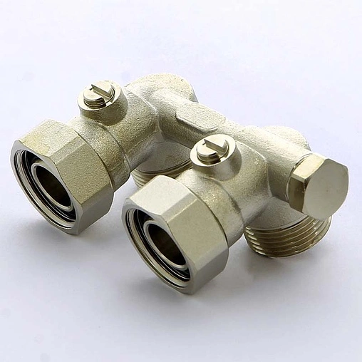 Узел нижнего подключения радиатора с байпасом угловой ¾&quot;ек x ¾&quot;ек Tiemme 3390011