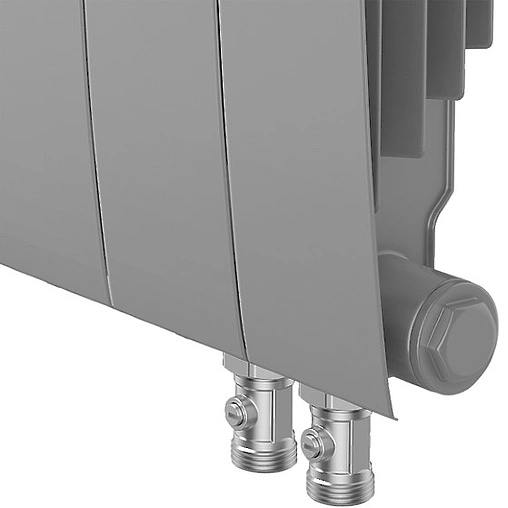 Радиатор биметаллический 10 секций нижнее правое подключение Royal Thermo BiLiner VD 350 Silver Satin RTBSSVDR35010