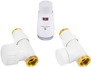 Комплект вентилей терморегулирующих прямых М22x1.5 x ½"н Schlosser Elegant Mini белый 603400043 Комплект вентилей терморегулирующих прямых М22x1.5 x ½"н Schlosser Elegant Mini белый 603400043, 1