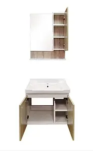 Тумба-умывальник подвесная Comforty Рига 60 дуб сонома/белый 00004142213CF, 5