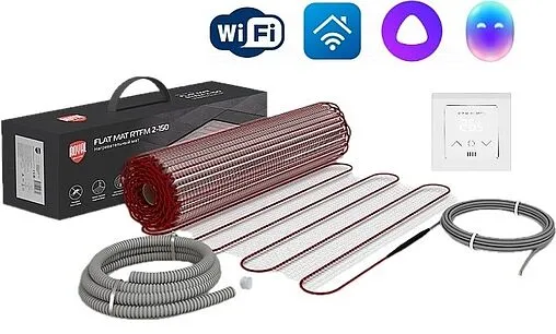 Теплый пол (нагревательный мат) Royal Thermo Flat Mat 1350Вт 9м² RTFM 2-150-9 комплект с RTS-16
