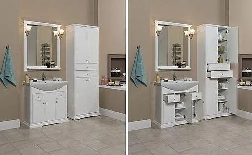 Шкаф-пенал напольный двухстворчатый Aquanet Лагуна 70 белый 00175396 Шкаф-пенал напольный двухстворчатый Aquanet Лагуна 70 белый 00175396