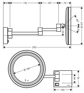 Косметическое зеркало Hansgrohe AddStoris хром 41790000 Косметическое зеркало Hansgrohe AddStoris хром 41790000, 2